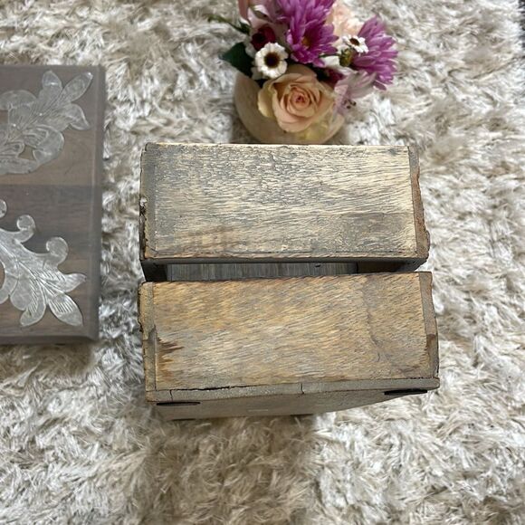 Set of (2) Gray Wooden Made in India Home Goods Metallic Pieces - Picture 7 of 10